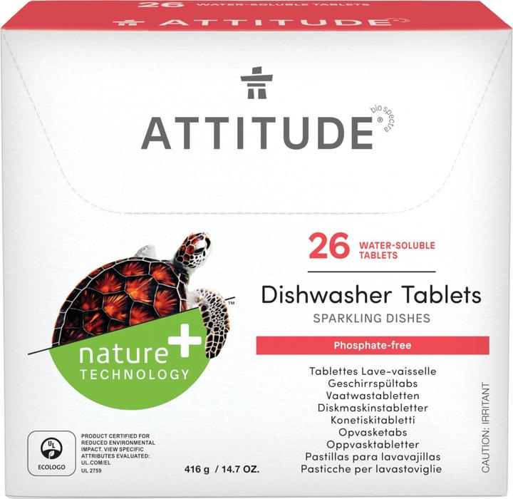 Attitude Nature+ dishwasher tabs (Caps, 26 Washing cycles)