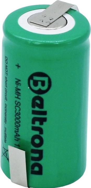Actual product image Beltrona SC3000 Special rechargeable battery Sub-C Z solder tag NiMH 1.2 V 3000 mAh (Sub-C, 3000 mAh)