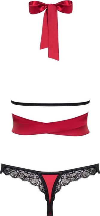 Productafbeelding Obsessive Sensuelia 2-delig lingeriesetje met wikkeltop rood (L)