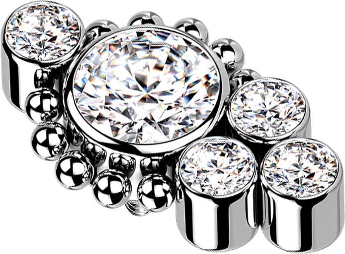 Immagine prodotto Star Piercing Ancora dermica perline d'argento cinque cristalli d'argento (senza ottone, Titanio G23)
