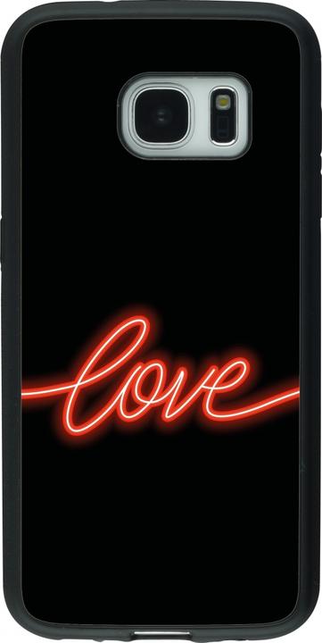 Actual product image PhoneLook Coque Silicone rigide noir Valentine 2023 neon love (Samsung Galaxy S7)