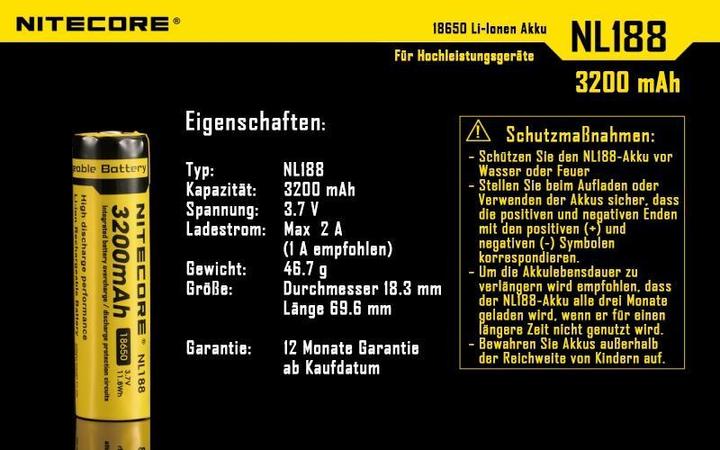 Produktbild Nitecore 18650 Rechargeable Battery 3200mAh