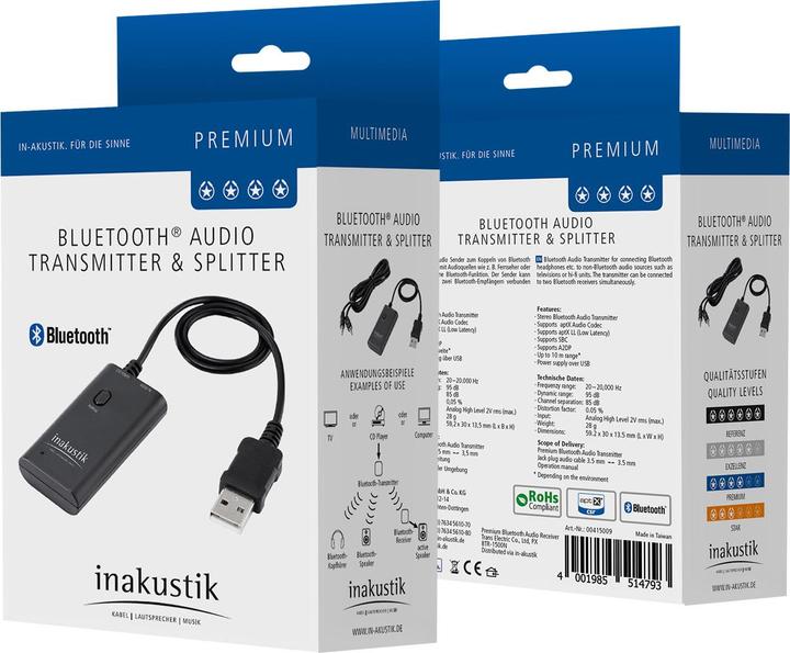 Produktbild Inakustik Bluetooth Audio Transmitter & Splitter (Sender)
