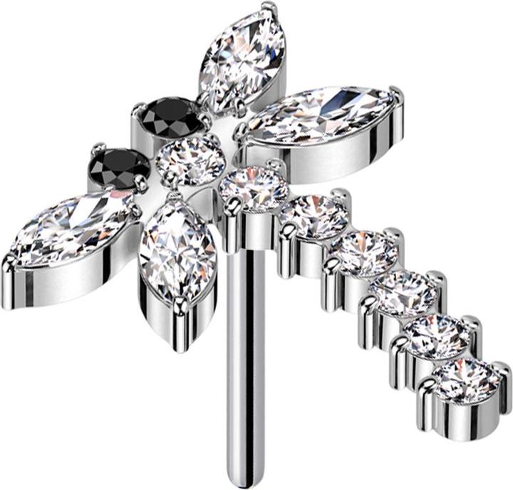 Immagine prodotto Star Piercing Threadless libellula argento cristalli argento (Titanio G23, senza ottone)