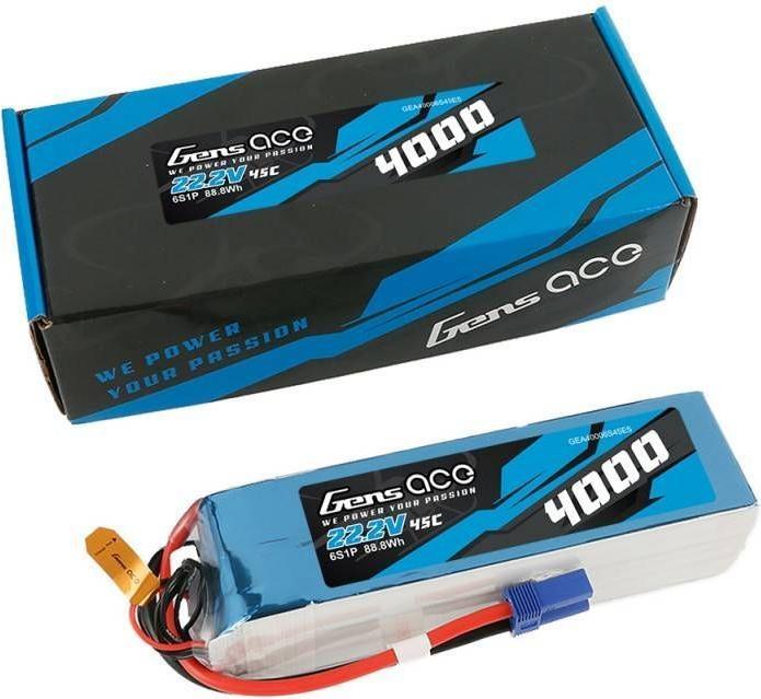 Actual product image Gens Ace RC Battery LiPo 4000 mAh 22.2 V 45C (22.20 V, 4000 mAh)