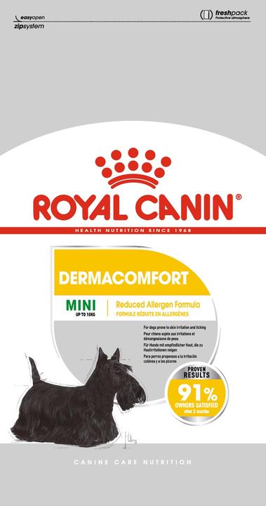 Produktbild Royal Canin Mini Dermacomfort für ausgewachsene Hunde kleiner Rassen mit empfindlicher Haut. Gewicht - 1 kg. (Senior, 1 Stk., 1000 g)