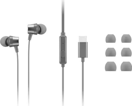 Actual product image Lenovo Słuchawki douszne z mikrofonem 300 GXD1J77353 USB-C szare (Cable)