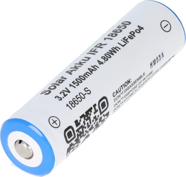 Produktbild AccuCell Akku Solar 18650 IFR mit Kopf ungeschützt (1 Stk., 18650, 1500 mAh)