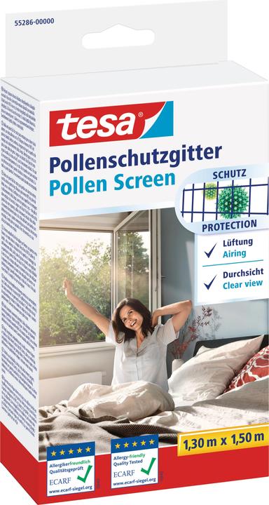 Actual product image tesa Pollen protection grille, for allergy sufferers, can be closed incl. self-adhesive Velcro tape (130 x 150 cm)