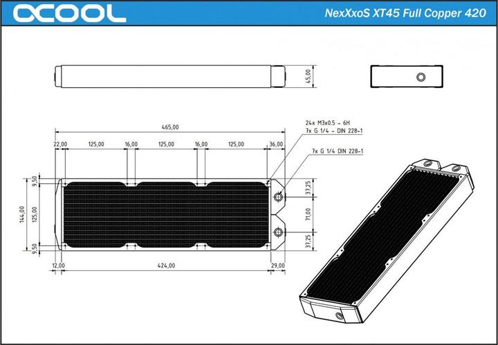 Actual product image Alphacool NexXxoS XT45 Full Copper 420mm (140 mm)