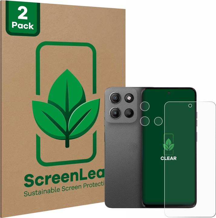 Actual product image ScreenLeaf Screen Protector sustainable Screen Protection, clear, anti-scratch (2 Piece, Motorola Moto C)