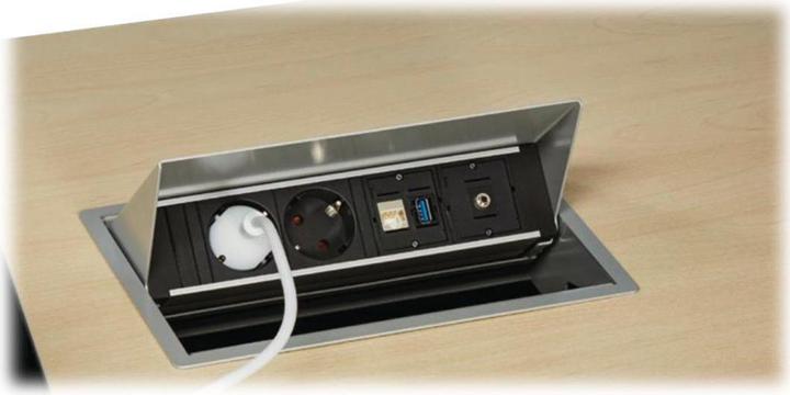 Produktbild Bachmann 900.408 CONEO Set Einbaurahmen u.4-fach Steckdosenleiste (1 x, USB-A, 0.20 m)