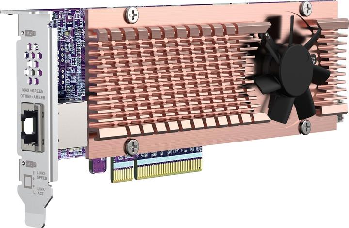 Image du produit QNAP Carte QM2 series 2xPCIe 2280 slots M.2 SSD PCIe Gen4x8 2xAQC113C 10GbE NBASE-T port