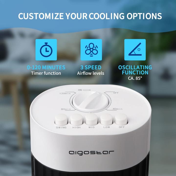 Produktbild Aigostar Turmventilator, 45W, Schwarz/Weiss