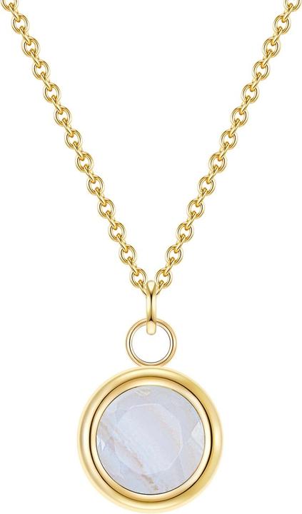 Immagine prodotto Glanzstücke München Catena da donna in argento sterling con calcedonio a righe in oro giallo 40,0 cm di base + 5,0 cm (Argento, 40 - 45 cm)