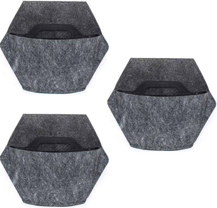 Immagine prodotto CitySens 3 Pack di fioriere da parete fioriera nera rivestimento tessile grigio (10 cm)