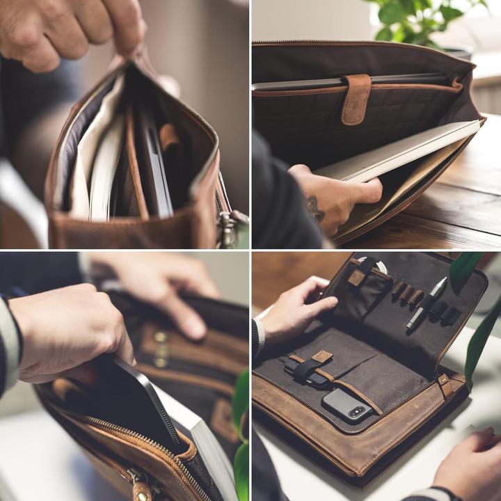 Produktbild Donbolso Leren Notebooktas Londen 15.6 inch, Mannen/Vrouwen, Bruin (15")