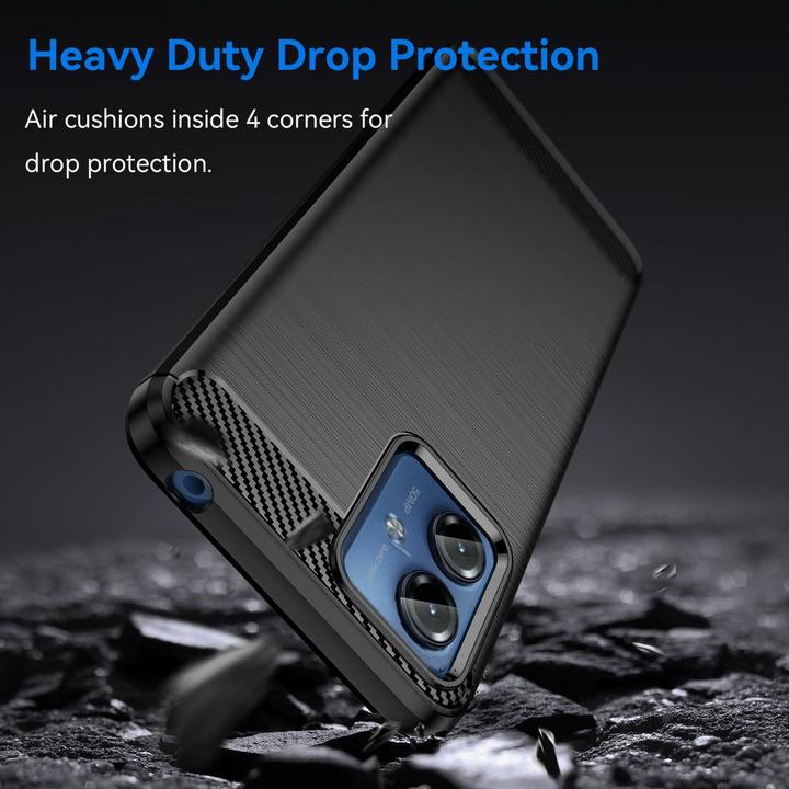 Produktbild König Design Schutz Handy Hülle für Motorola Moto G14 Case Cover Carbon Bumper Etuis Schale (Motorola Moto G14)