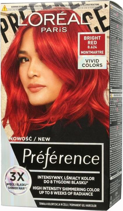 L'Oréal Paris L'Oreal Preference Vivid Colors Hair Dye 8.624 Bright Red (8.624 Bright Red)