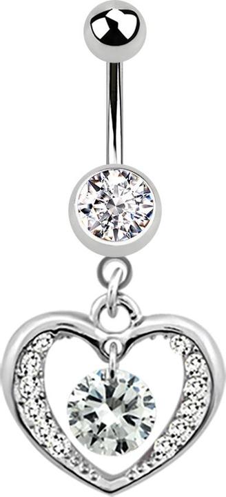 Immagine prodotto Star Piercing Banana d'argento con cuore di cristallo d'argento (Acciaio chirurgico 316L, senza ottone)