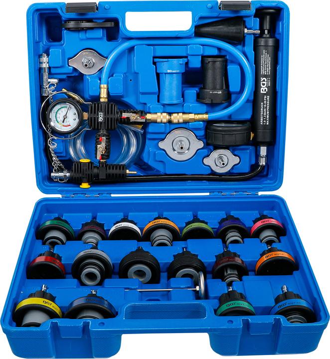 BGS Testeur de circuit de refroidissement avec système de remplissage 28 pièces