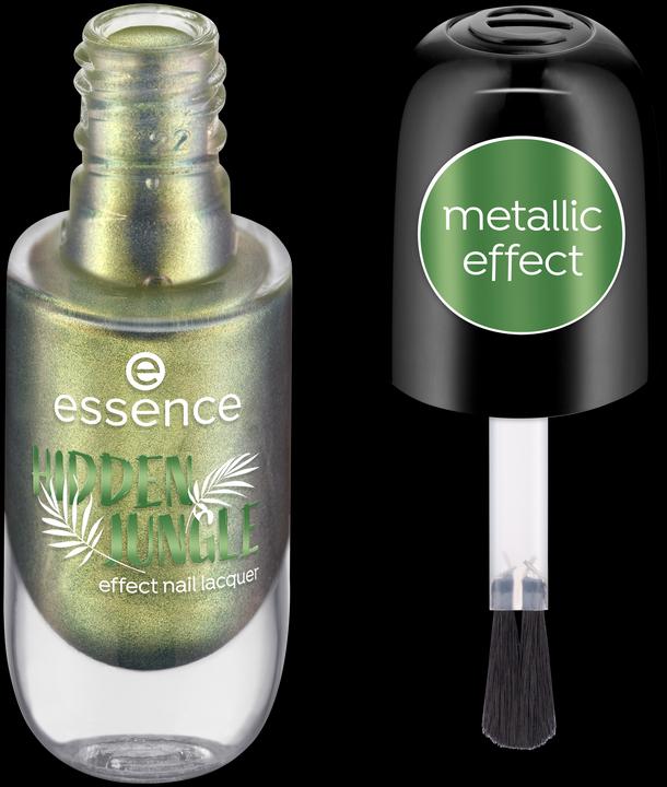 Actual product image essence HIDDEN JUNGLE effect nail lacquer (06 Magical Emerald, Gel-Effect Nail Polish)