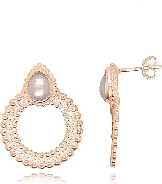 Leyda Ohrstecker Kreis Tropfen (vergoldet 750 / 18 K Gold, Perle, Silber 925)