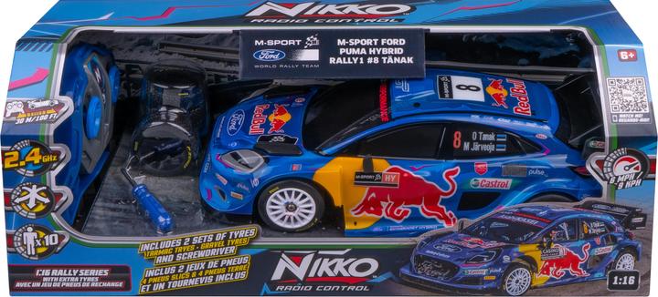 Produktbild Nikko RC 10403 Red Bull M-Sport Ford Puma #8 Tänak 28 cm, realistische Details mit Extra Set Reifen