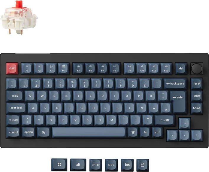 Produktbild Keychron V1 Max (schwarz/blaugrau, DE-Layout, Gateron Jupiter Red, Hot-Swap, RGB) (DE, Kabellos)