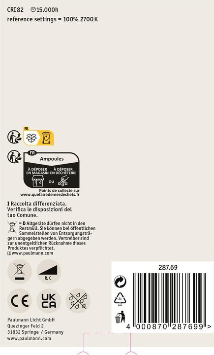 Image du produit Paulmann Forme intérieure (E27, 4 W, 400 lm, 1 x, F)