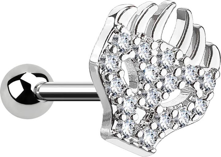 Star Piercing Micro Barbell silber Flammenkopf (Chirurgenstahl 316L, Messing)