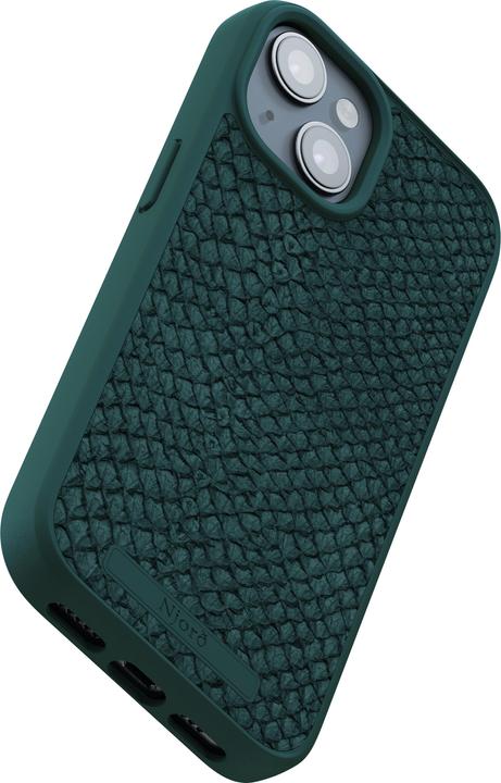 Actual product image Njord Hard Cover Salm.Leather Magsafe Case Dark Green (Apple iPhone 15)