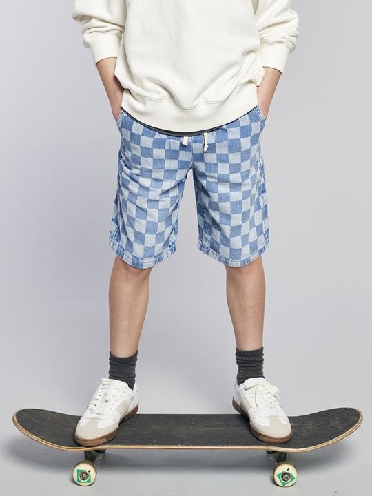 Actual product image Jonen Jungen Jeans-Bermudas mit Schachbrettmuster in Loose-Fit (128)