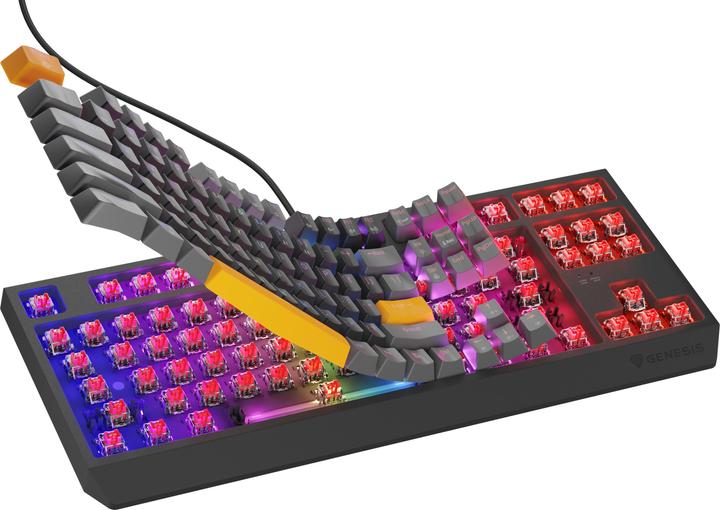 Actual product image Genesis Thor 230 TKL Anchor Gray Positive RGB Outemu Red (US, Cable)