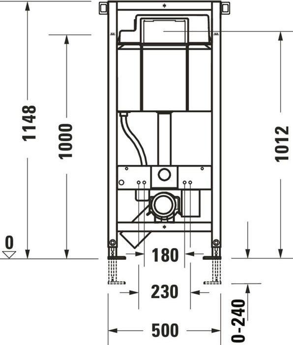 Image du produit Duravit Elément pour WC suspendu DURASYSTEM 500x1148mm, chasse d'eau hygiénique, construction sèche