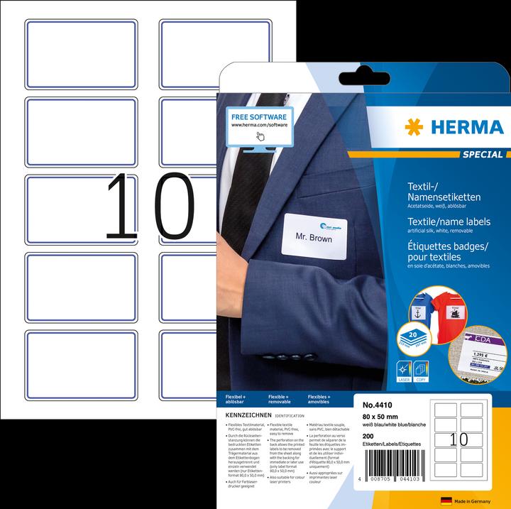 Image du produit HERMA Étiquettes de nom A4 amovibles
