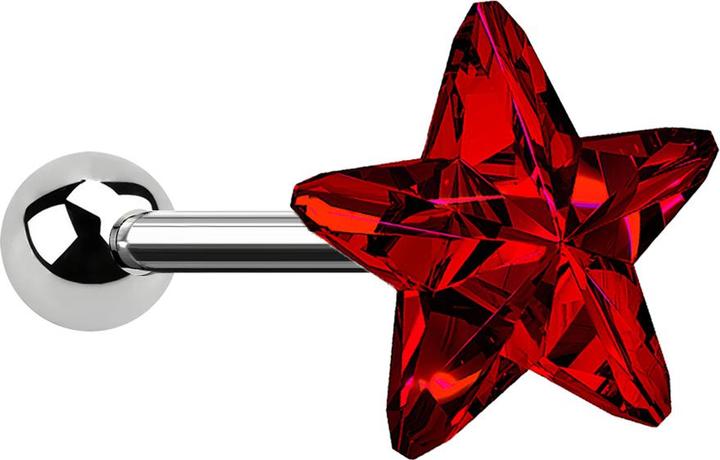 Produktbild Star Piercing Micro Barbell silber mit Stern rot (ohne Messing, Chirurgenstahl 316L)