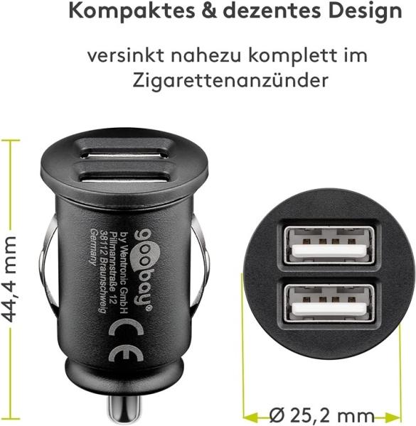 Image du produit Goobay Double chargeur de voiture USB