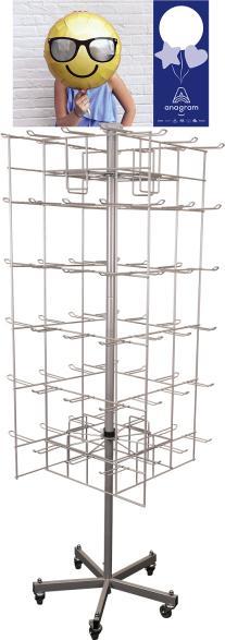 Amscan Spinner-Display 72 Haken 4-seitig grau 66 x 66 x 1