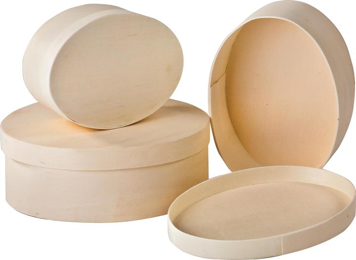 Produktbild VBS Spanschachteln, oval, 3er-Set., 16,5x13x6cm, 15x11x5cm, 12x9x4,5cm