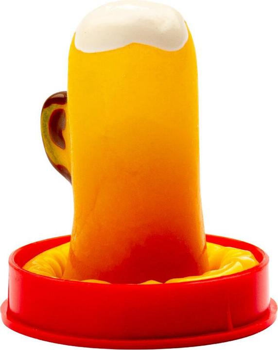 Actual product image Erco Beer glass motif joke condom yellow hand-painted (1 pcs.)
