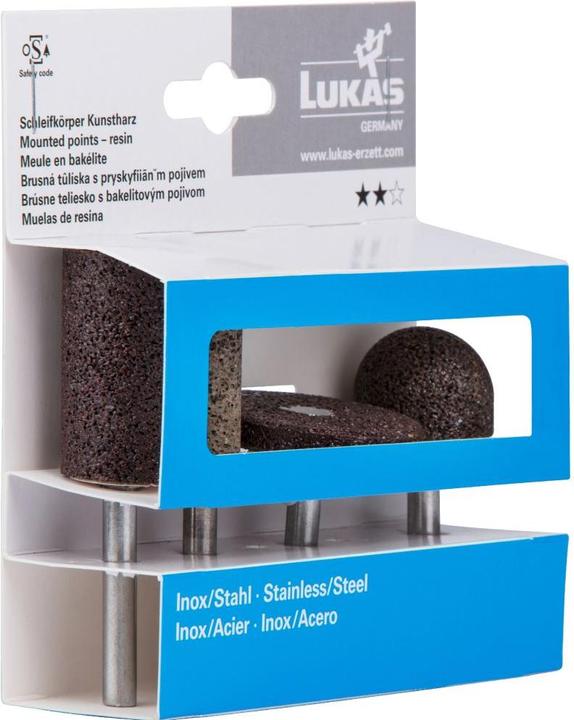 Immagine prodotto Lukas Set di matite abrasive 4 pezzi per acciaio inossidabile gambo 6 mm corindone