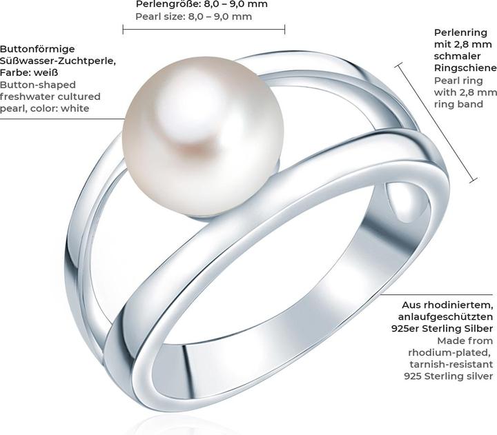 Immagine prodotto Valero Pearls Donna Argento Sterling Argento con perle d'acqua dolce coltivate - 3844 (64, 925 Argento)