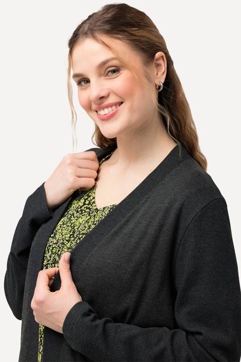 Produktbild Ulla Popken Sweatjacke, Waffelstruktur, offene Form, Langarm (54)