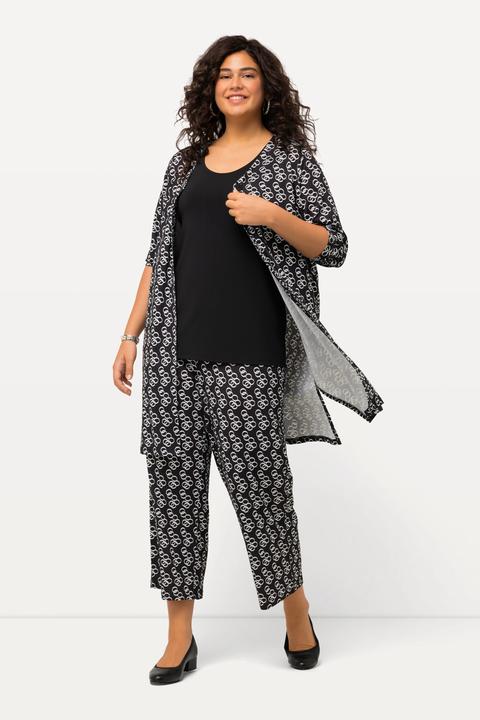 Produktbild Ulla Popken Jerseyjacke, Ringmuster, A-Linie, V-Ausschnitt (50, 52)