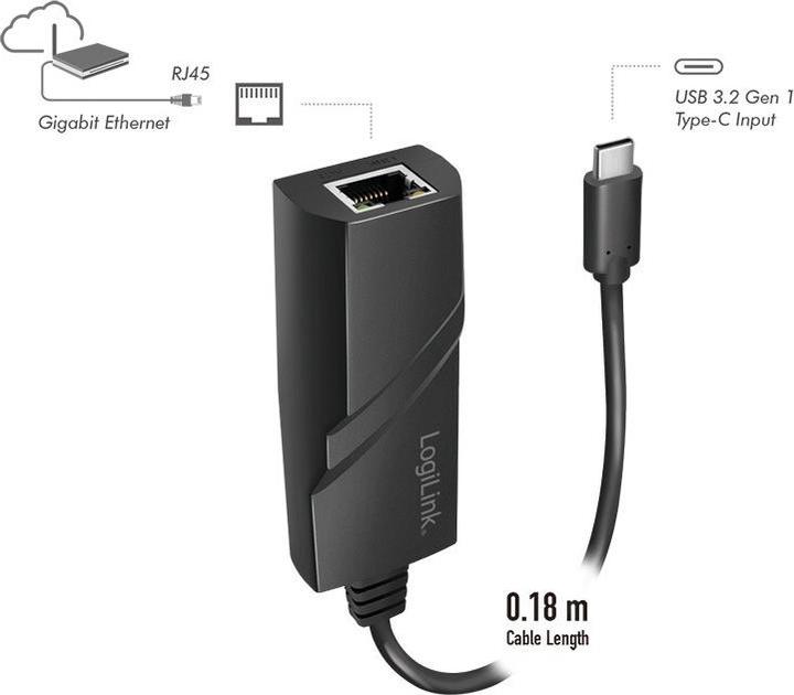 Actual product image LogiLink USB 3.2 Gen 1, USB-C to Gigabit Adapter (USB-C)