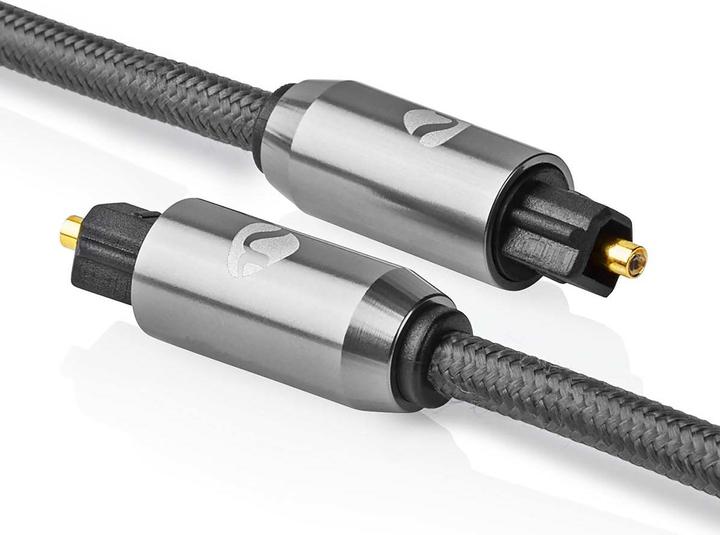 Produktbild Nedis Optical audio cable TosLink Male, 5m, round, braided - Gray With Metal (5 m, TOSLINK)