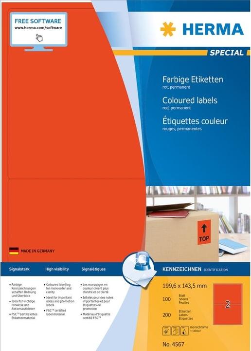 Produktbild HERMA Farbige Etiketten A4