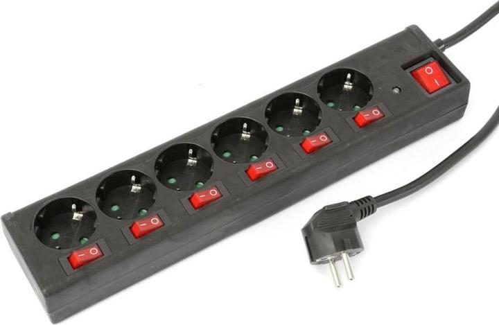 Produktbild Dayhome Steckdosenleiste SLSKU-6/S6S, 6-fach, schwarz, Überspannungsschutz, 3500W, 16A (6 x, CEE 7/3)