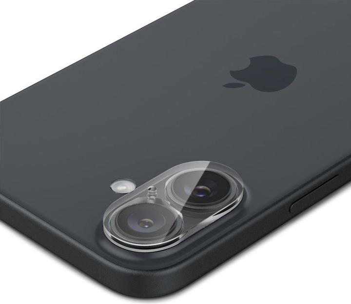 Actual product image Spigen Optik Glas.tR tempered glass for iPhone 16 / 16 Plus camera - transparent (2 pcs.) (2 Piece, Apple iPhone 16, Apple iPhone 16 Plus)